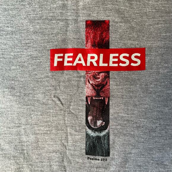 Weekend Warrior Men’s Short Sleeve T-shirt size 3XL, Gray, Fearless Psalms 27:1 - Picture 5 of 8